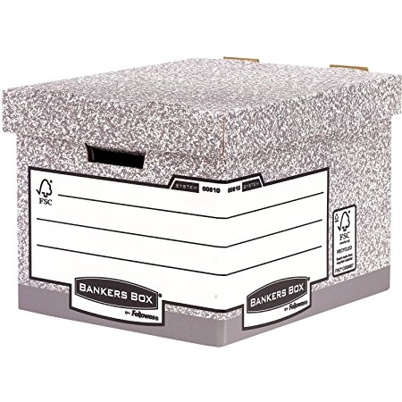 Fellowes Bankers Box 00810-FF System Storage Box, Standard - Grey, Pack of 10