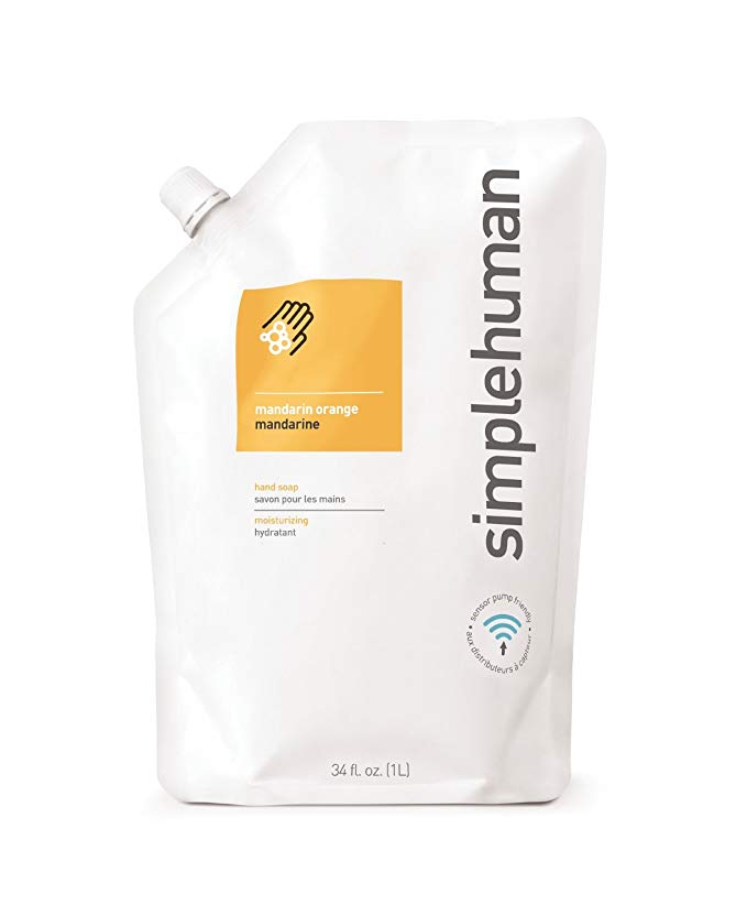 simplehuman Mandarin Orange Moisturizing Liquid Hand Soap Refill Pouch, 34 Fl. Oz.