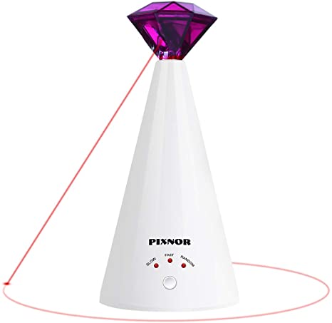 PIXNOR Cat Toy Pet Laser Pointer for Cats Automatic Rotating Catch Training Adjustable 3 Speeds Automatic Rest Period Pretty Diamond Shape Battery Powered