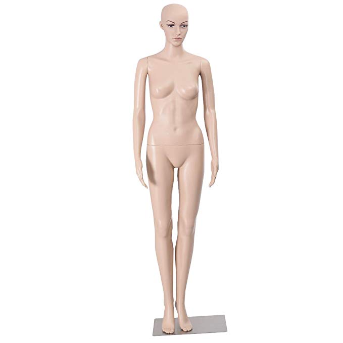 Giantex Female Mannequin Plastic Realistic Display Head Turns Dress Form w/Base (Natural Style 5)