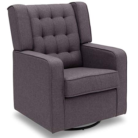 Delta Children Milan Upholstered Glider Swivel Rocker Chair, Sweet Grey