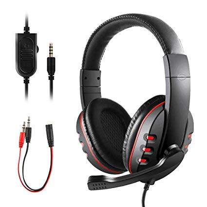 Gaming Headset for PS4 Xbox One, JAMSWALL 3.5mm Wired Over-head Stereo Gaming Headset Headphone with Mic Microphone, Volume Control for SONY PS4 PC Tablet Laptop Smartphone Xbox One PS3