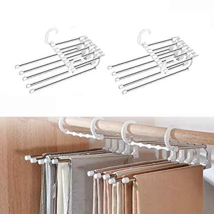 Scrub Daddy (Pack of 1) 5 in 1 Stainless Steel Foldable Hangers for Clothes Hanging Multi-Layer Round Pant Hangers for Wardrobe Magic Foldable Hanger Clothes Hanger Multipurpose Cloth Hanger