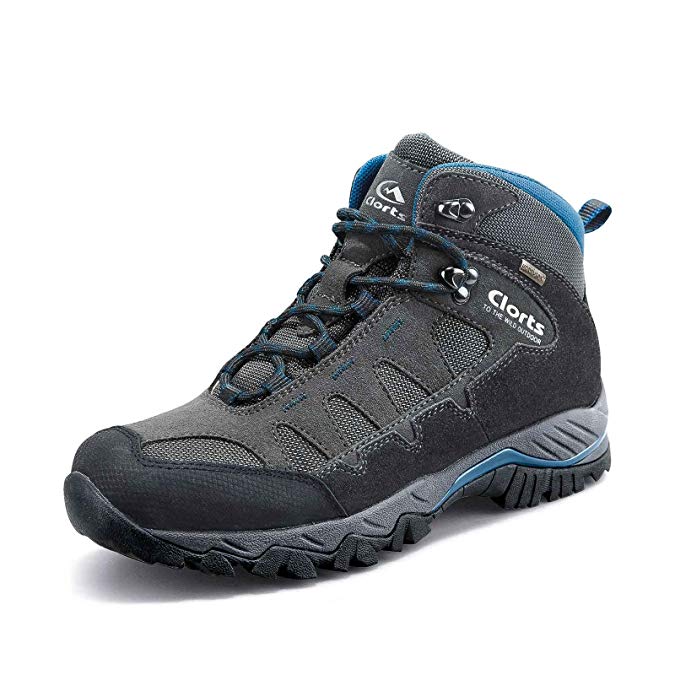 Clorts Men's Pioneer Hiking Boots Waterproof Suede Leather Lightweight Hiking Shoes Dark Grey/Blue US Men Size 11 Medium Width