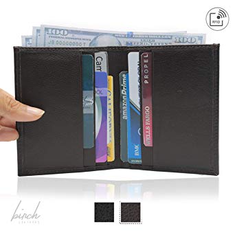 Bifold wallet slim vertical in full grain leather and rfid blocking