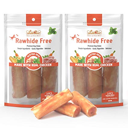 LuvChew Premium Rawhide Free Dog Chew Treats - Chicken Rolls -Made with Real Chicken & Wholesome Vegetables, Rawhide Free, Gluten Free, Soy Free, Corn Free, Delicious, Healthy, Highly Digestible, Safe