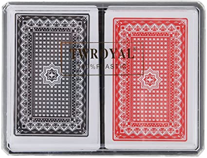 Home-X Plastic Playing Cards, Waterproof Cards. Set of 2 Decks (1 Red and 1 Black)