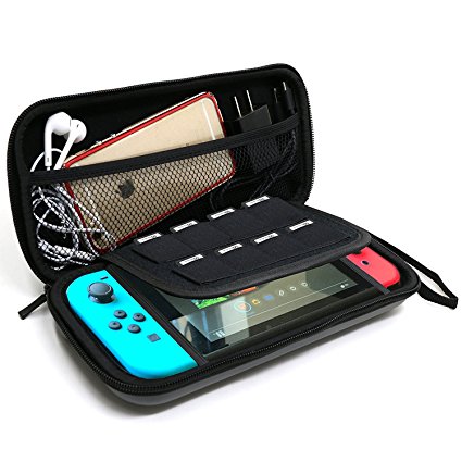 Nintendo Switch Case, NXET® EVA Waterproof Hard Shield Protective Carrying Travel Case with Detachable Hand Wrist Strap for Nintendo Switch Console with Joy-Con Controller and Game Card