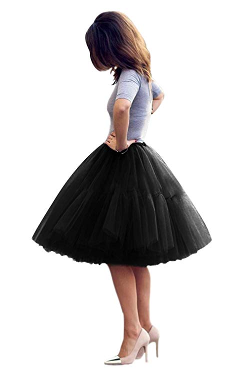 Babyonline Lady's Princess Tutu Tulle Midi Knee Length Skirt Underskirt