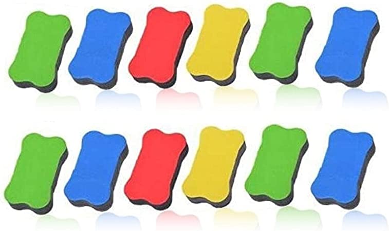 12pcs- Magnetic Small Whiteboard Dry Erasers - 2.75x 1.57 x0.82Inches（Random Color）