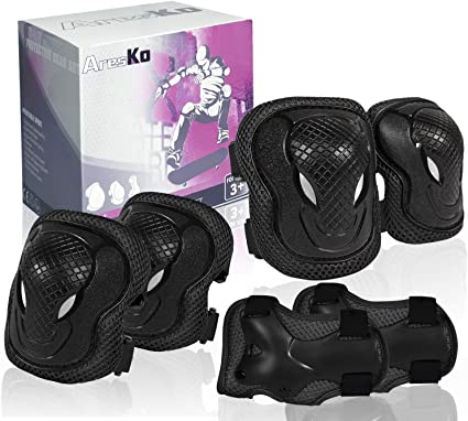 Kids/Youth Protective Gear Set, Kids Knee Pads and Elbow Pads Wrist Guard Protector 6 in 1 Protective Gear Set for Scooter, Skateboard, Bicycle, Inline Skating