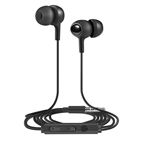 iNcool Wired In Ear Headset Portable Volume Control Earphones Noise Isolating Headphones with Microphone Comfortable (black)