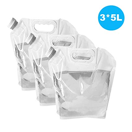 Ellsang Collapsible Water Tank Container Bag, BPA Free Outdoor Folding Water Storage Carrier for Backpacking Camping Hiking Picnic BBQ Hurricane Flood Earthquake Emergencies(Transparent)