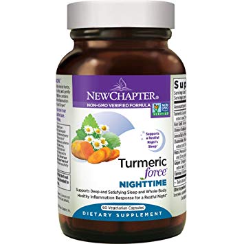 New Chapter Turmeric Supplement   Sleep Aid - Turmeric Force Nighttime for Sleep Support with Valerian Root   Ginger   NO Black Pepper Needed   Non-GMO Ingredients - 60 Vegetarian Capsule