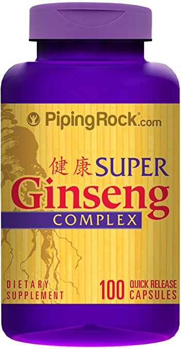 Piping Rock Super Ginseng Complex Plus Royal Jelly 100 Quick Release Capsules Dietary Supplement