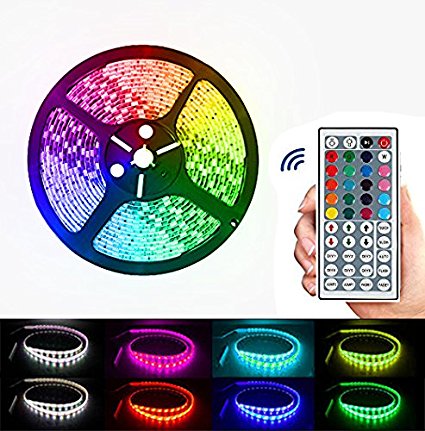 Labvon Led Light Strip, With 44 Key IR Remote Controller, Color Changing, 16.4ft Waterproof For Boats Kicthen Bedroom Sitting Room Party Camping Decoration, UL Certificate
