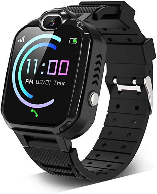 Kids Smartwatch for Boys Girls - Smart Watch for Kids with 7 Games Music Player Camera School Mode SOS Phone Watch for 4-12 Students Children as Birthday Gift (Black)