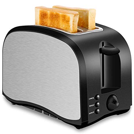 CUSIBOX Toaster 2 Slice, Compact Two Slice Best Rated Prime Toasters With 6 Browning Settings Quickly Toasts Bread Defrost Reheat Cancel Button Removable Crumb Tray