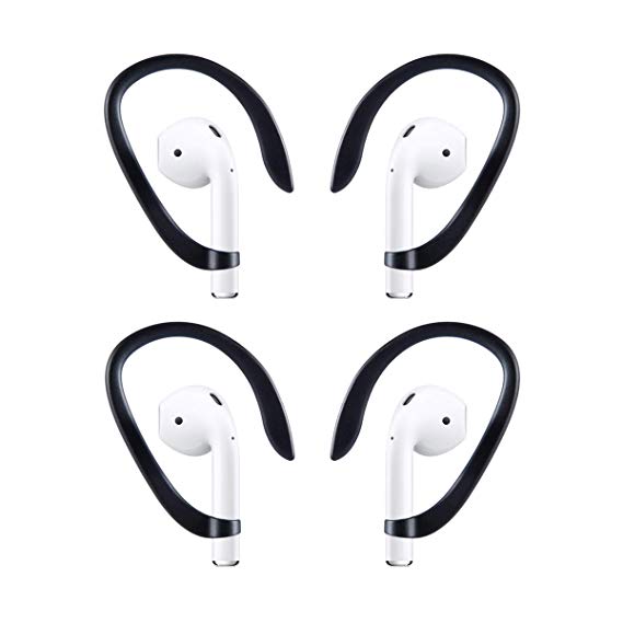 TEEMADE for AirPods EarHook,2 Pairs Earhooks for Apple AirPods Great for Running, Jogging, Cycling, Gym and Other Fitness Activities(Black)