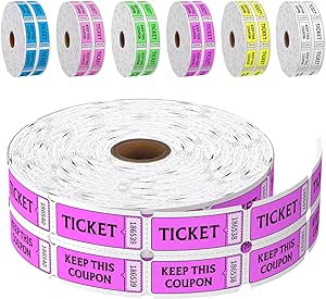 Fluorescence Raffle Tickets Double Roll 2000 Tickets Neon Purple 50/50 Tickets for Events, Entry, Class Reward, Fundraiser & Prizes