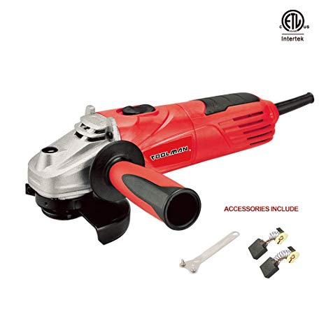 Toolman Electric Angle Grinder Disc Side Grinder 4-1/2" 4.8 Amps speed 11500BPM for cutting grinding metal or stone works with DeWalt Makita Accessories