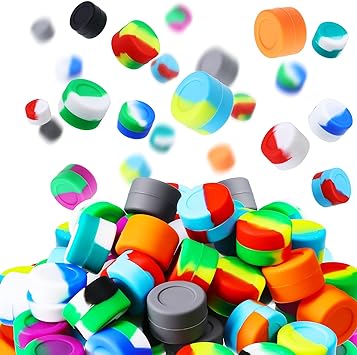 100 Pieces Silicone Wax Containers Non Stick Silicone Wax Containers Multi Use Storage Jars Oil Concentrate Bottles for Home Kitchen Travel, Assorted Colors (2 ml)