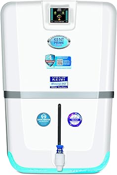 KENT Prime Plus 8-Litres Wall Mountable RO UV UF TDS Controller (White) 20-Ltr/hr Smart Water Purifier