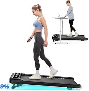 MERACH Walking Pad, Quiet Under Desk Treadmills for Home, Portable Walking Treadmill with Magnetic Remote Control, LED Display, APP