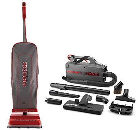 Oreck Commercial U2000R-1 120 V Red/Gray Upright Vacuum Bundle with Oreck Commercial BB900DGR XL Pro 5 HandHeld Vac