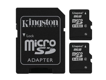 Kingston Digital 8GB Micro SD Flash Card One Adapter with Jcase, Pack of 2 (SDC4/8GB-2P1AET)