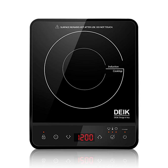 Deik Induction Cooker Cooktop Sensor Touch Induction Cooktop 1800W with Safety Lock, Overheat Protection, Countertop Burner with Timer and 10 Temperature Settings