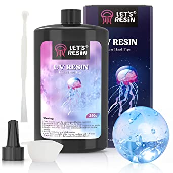 LET'S RESIN UV Resin, Upgraded 250g Clear UV Resin Hard Type for Coating & Casting, Ultraviolet Curing Epoxy Resin for UV Resin Molds, Transparent Solar Sunlight Activated Glue for Jewelry Making