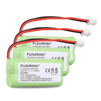 Floureon 3 Packs 2.4V 900mAh Rechargeable Cordless Phone Telephone batteries for AT&T/Lucent: BT18433, BT184342, BT28433, BT284342, BT6010, BT8000, BT8001, BT8300