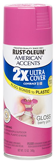 Rust Oleum 280700 American Accents Ultra Cover 2X Spray Paint,  Gloss Berry Pink, 12-Ounce