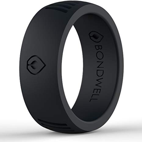 BONDWELL Silicone Wedding Ring for Men Save Your Finger & A Marriage Safe, Durable Rubber Wedding Band for Active Athletes, Military, Crossfit, Weight Lifting, Workout - 100% Guarantee