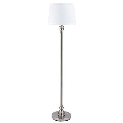 CO-Z Modern Floor lamp with White Shade and Steel Brushed Base, Standing Floor lamp for Living Room and Bedroom Bedside Corner, 58 Inches Contemporary Standing Lamp, ETL certificated.