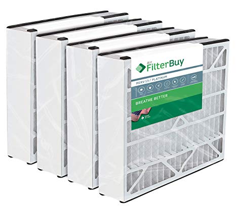 FilterBuy 20x25x5 Air Bear Trion 229990-102 Compatible Pleated AC Furnace Air Filters (MERV 13, AFB Platinum). 4 Pack.