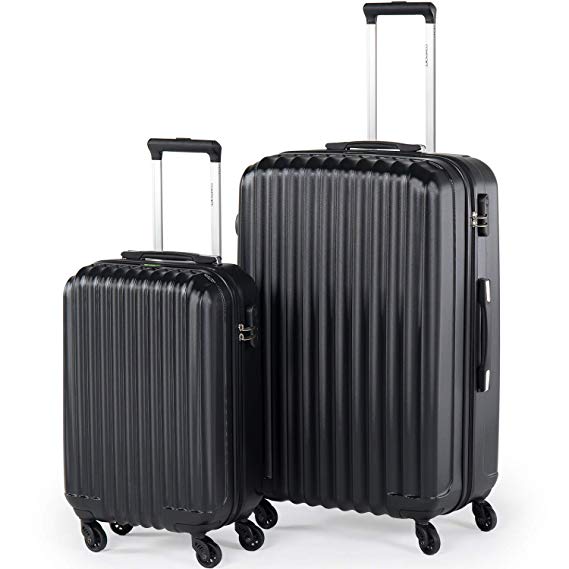 Compaclite Rome 2 Piece Luggage Set Lightweight Spinner Suitcases, Black