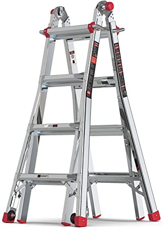 Stealth Multifunction Telescoping Ladder , Aluminum Extension Ladder with 2 Flexible Wheels 17 FT Max , Step Ladder for Working Indoor/Outdoor USAEM4X4L1