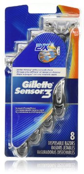 Gillette Sensor3 Smooth Shave Disposable Razor 8 Count