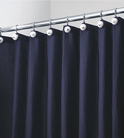 mDesign Hotel-Style Fabric Shower Curtain - Long, 72" x 84", Navy Blue