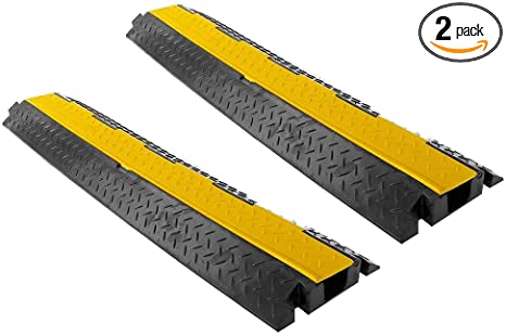 Pyle Ramp-1 Channel Rubber Floor Cord Concealer-Heavy Duty Cable Protector Wire/Hose/Pipe Hider Driveway Protective Covering Armor PCBLCO102X2 (Pair)