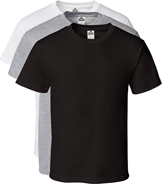 Alstyle Men's Classic Cotton Crew Neck Short Sleeve Plain T-Shirt 3-Pack-Assorted