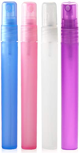 Plastic Atomizer 15 ml Spray Bottles, Portable Empty Mister for Personal Beauty Care or Craft, Refillable, Leak Proof, Pack of 4, Colored SET (0.5 Oz)