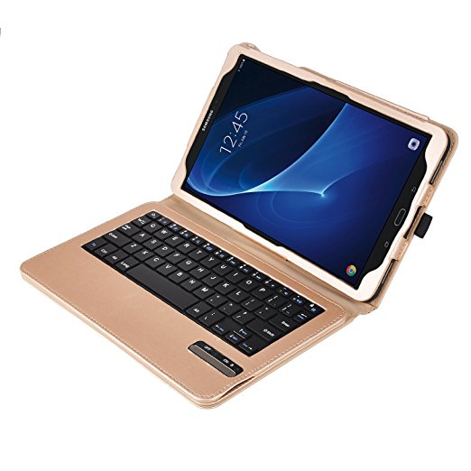 KuGi Tab A 10.1 P580 case with keyboard - Ultra-thin Detachable Bluetooth Keyboard Stand Case for Samsung Galaxy Tab A 10.1 with S pen P580 tablet (Gold)