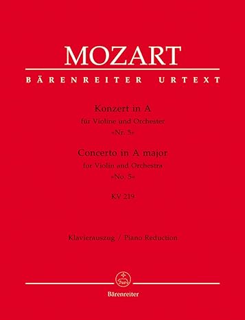 Concerto for Violin No.5 in A major K.219 (Violin & Piano)