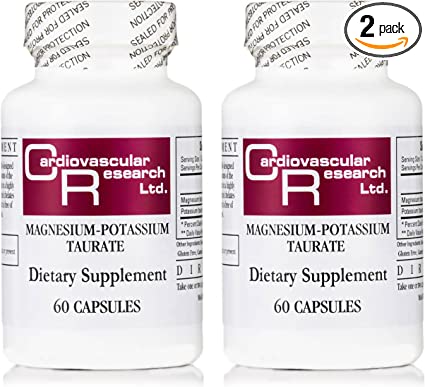 Cardiovascular Research Magnesium-Potassium Taurate 120 Capsules - Patent Pending Magnesium Taurate Now with Potassium Taurate - Two Bottle Bundle (120 Capsules)