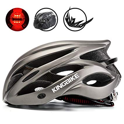 KINGBIKE Ultralight Specialized Bike Helmets with Rear Light   Portable Simple Backpack   Detachable Visor for Men Women(M/L,L/XL)