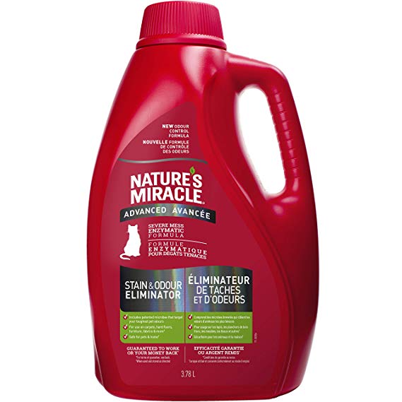 Nature's Miracle Advanced Stain & Odor Remover Just for Cats, Pet Stain Eliminator, 3.7 Litres
