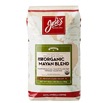 Jose's Whole Bean Coffee, 2lb 8 oz/40 oz 100% Certified USDA Organic Mayan Blend 100% Arabica Coffee by Jose's Gourmet Coffee